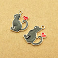 10pcs Heart Cat Charm for Jewelry Making Supplies Kawaii Enamel Animal Pendant Bracelet Earring Accessories Diy Craft Supplies