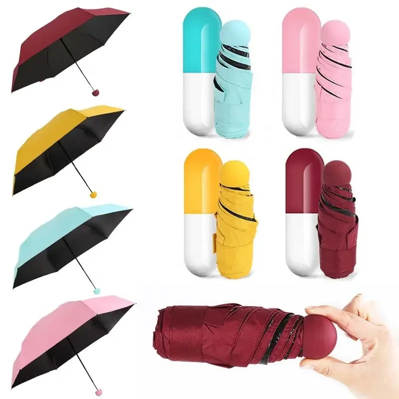 Wholesale Custom Mini Umbrella Manual Capsule Uv Protection Small Folding Umbrella Sun and Rain