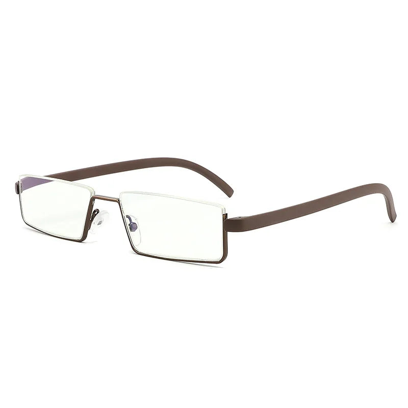 GLAUSA Reading Glasses TR90 Stainless Steel Half Frame Anti-Reflective Unisex Women Men Optical Mirror Presbyopia Eyewear Case