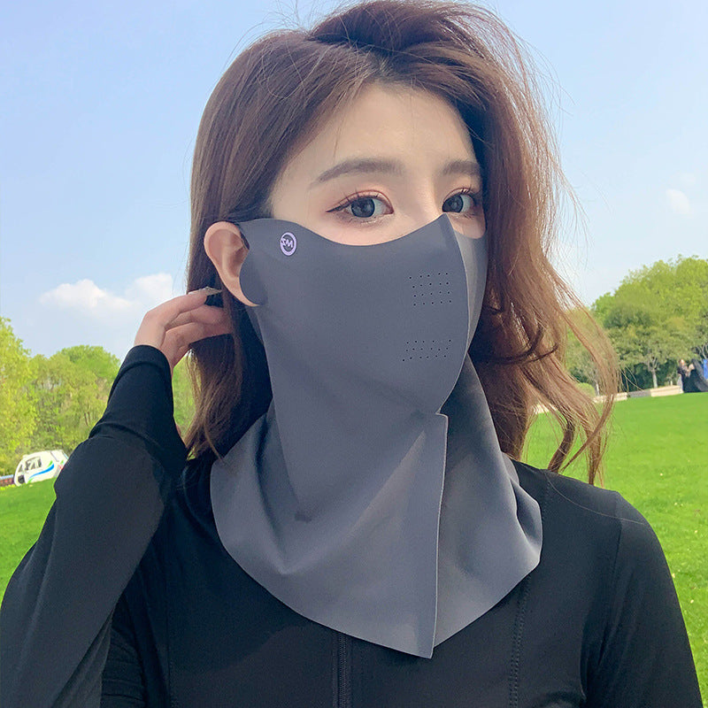 Sunscreen mask women's summer riding anti-ultraviolet sunshade breathable driving neck neck protection 3D ice silk mask
