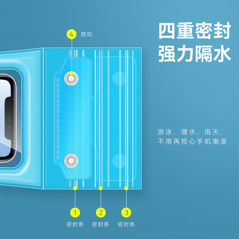 Mobile Phone Waterproof Bag with Touch Screen for Swimming, Special for Taking Pictures, Diving and Rafting Equipment, Transparent Sealed Waterproof Mobile Phone Case