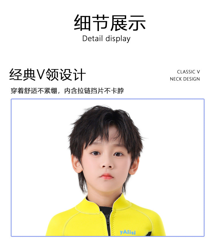 Kids Wetsuit 2pcs/set Top+Bottom 2.5mm Neoprene Jacket+Pants Long Sleeve Front Zipper Swimsuit Keep Warm Swimwear Dinving Suits