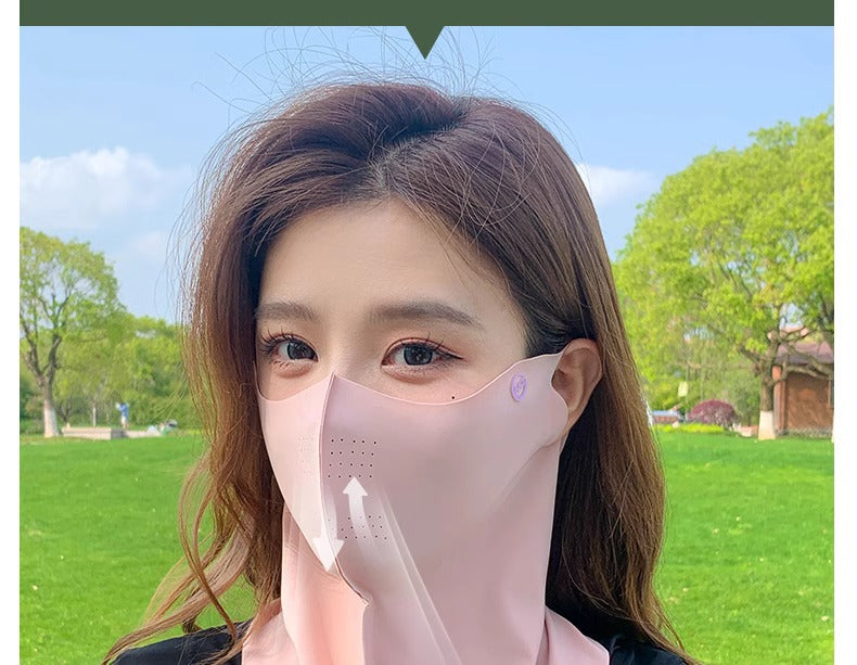 Sunscreen mask women's summer riding anti-ultraviolet sunshade breathable driving neck neck protection 3D ice silk mask