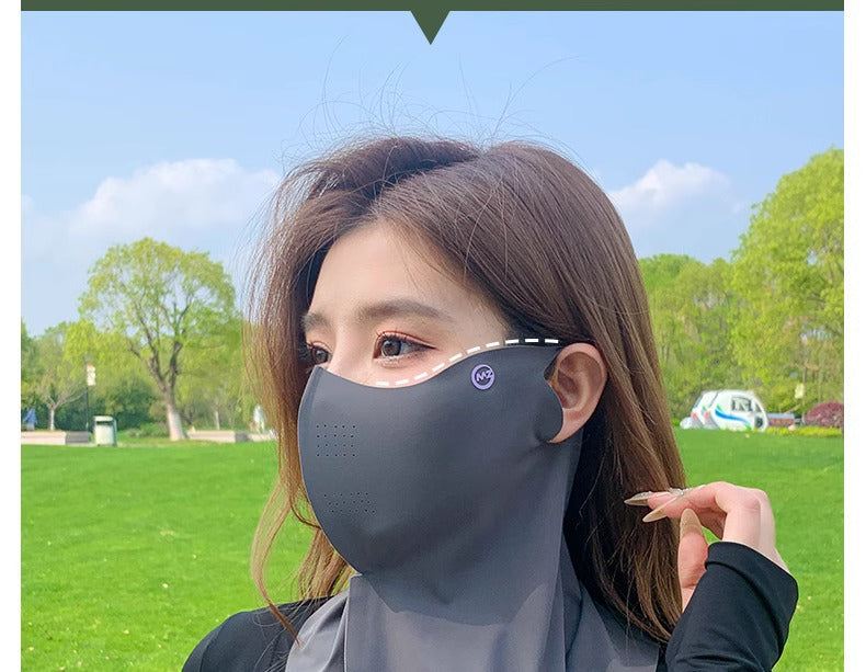 Sunscreen mask women's summer riding anti-ultraviolet sunshade breathable driving neck neck protection 3D ice silk mask