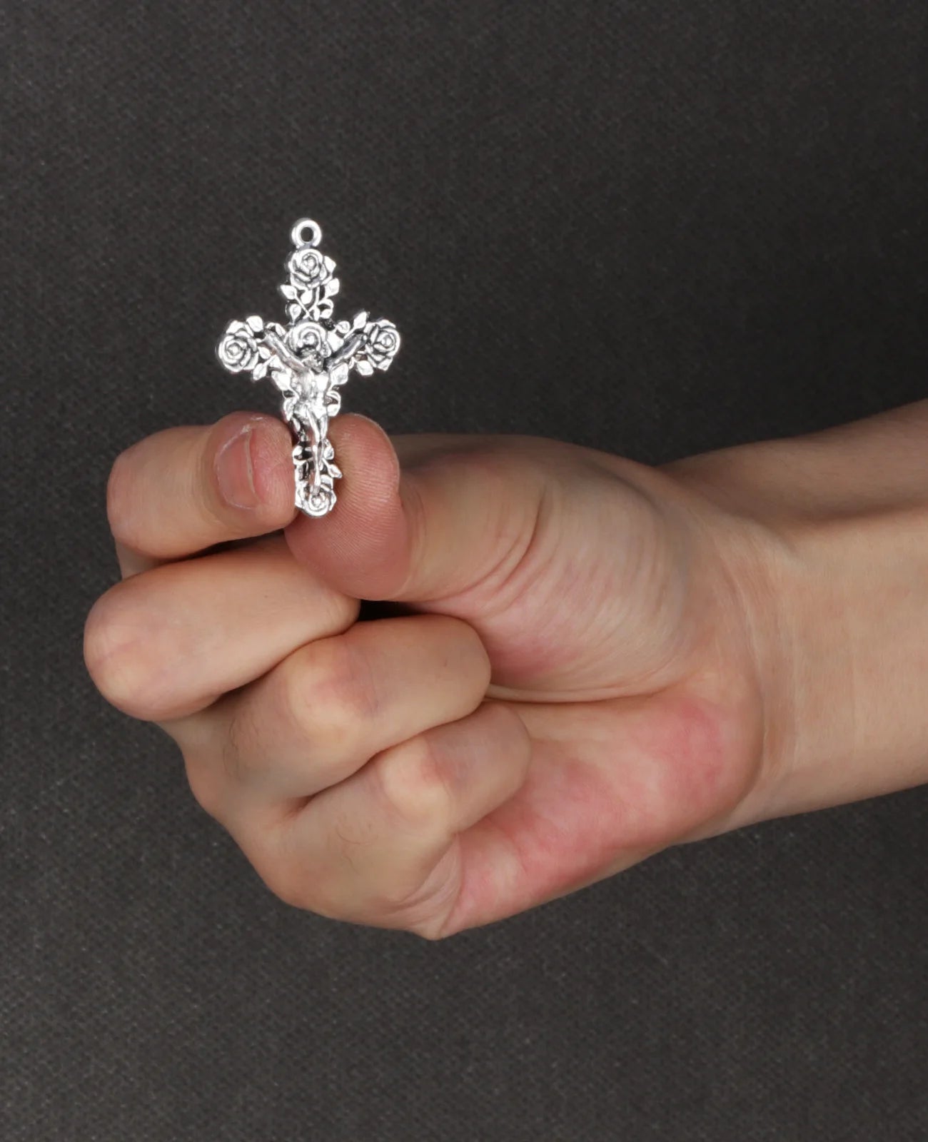 5Pcs Religious Rose Crucifix Cross Pendant Charms for DIY Rosary Chaplet Necklace Bracelet Religious Keepsake Church Supplies
