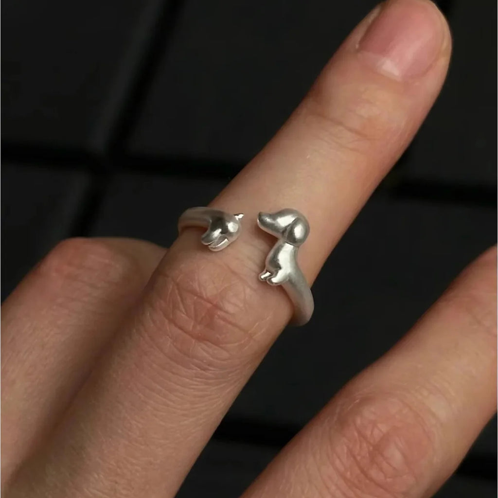Adjustable Dachshund Rings, Stainless Steel Cute Jewelry for Women, Comfort Fit Daily Wear Best Friend Gift Idea