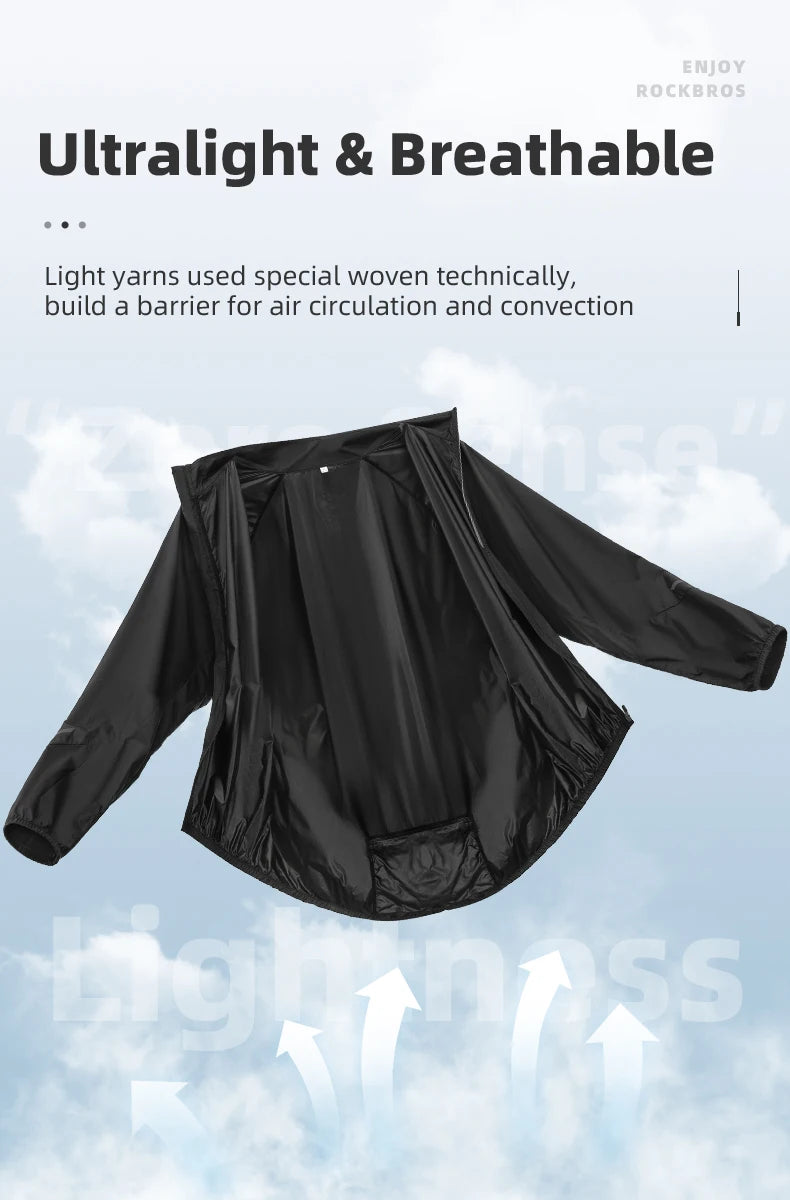 ROCKBROS Summer Cycling Jacket Lightweight Portable Coat Quick Dry Breathable Sunscreen Jacket Outdoor Sports Cycling Clothing