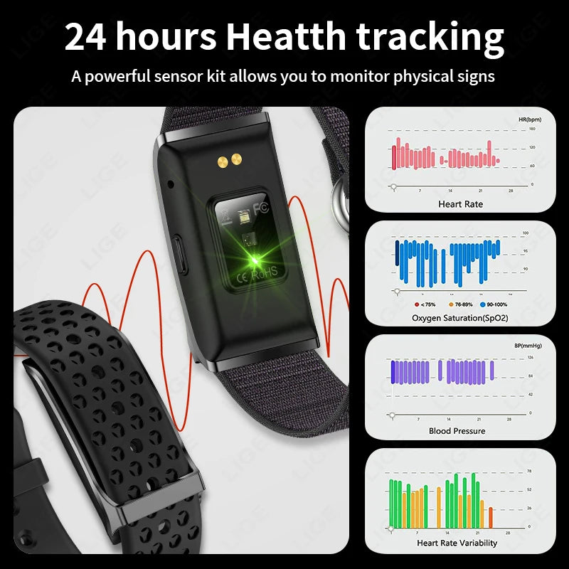 LIGE Smart Watch Men Women Fitness Smart Bracelet Sports Band Heart Rate Blood Pressure Monitor Waterproof Multifunction Watches