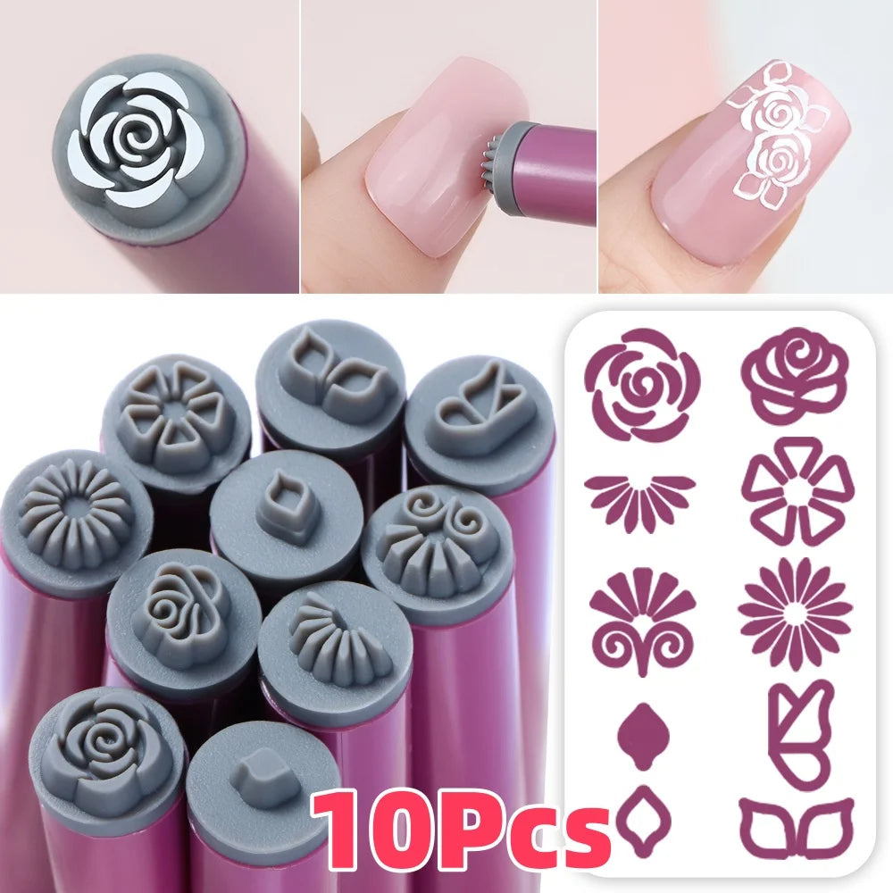 4/6/10/20Pcs Nail Art Stamp Pen Set Flower Butterfly Graffiti Nails Stamping Manicure Painting Drawing Templates Dotting Tools *