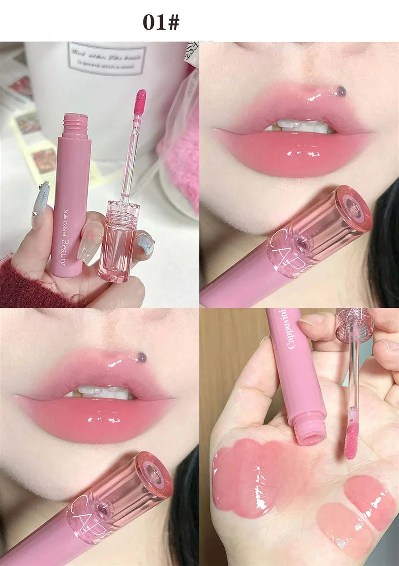 Clear Fruit Juice Lip Gloss Crystal Jelly Moisturizing Lips Oil Lasting No Sticky Sexy Lip Gloss Lipstick Makeups Lips Care