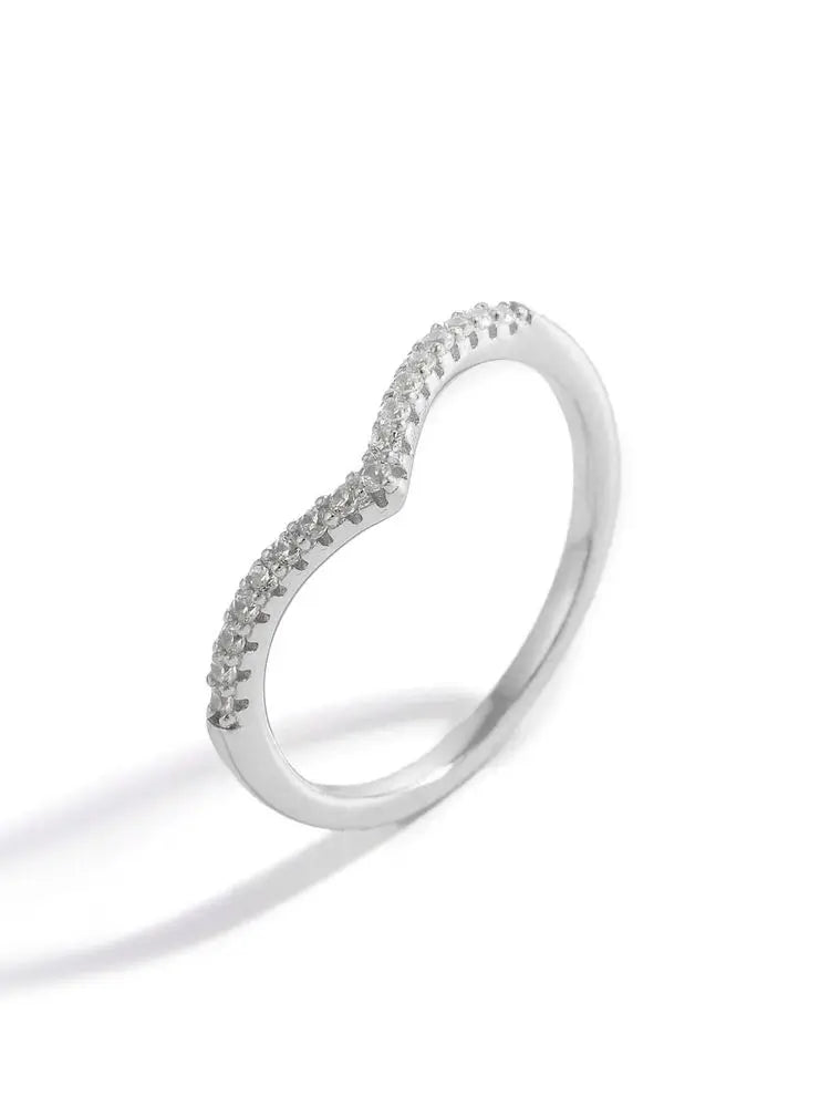 925 Sterling Silver Fashion V-shaped zircon Shiny Thin Ring For Women Anniversary Party Personalized High Quality Fine Jewelry