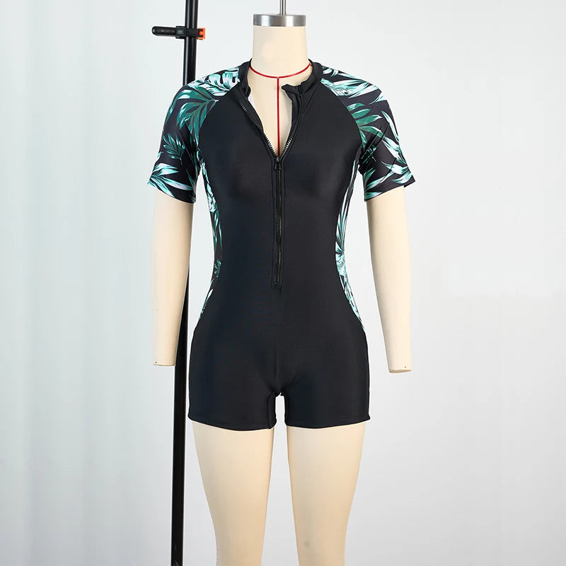 2024 Women Swimsuits One Piece Sports Beach Bathing Suits with Zipper Woman Monokini Lady Bodysuits Sunscreen Surfing Swimwear