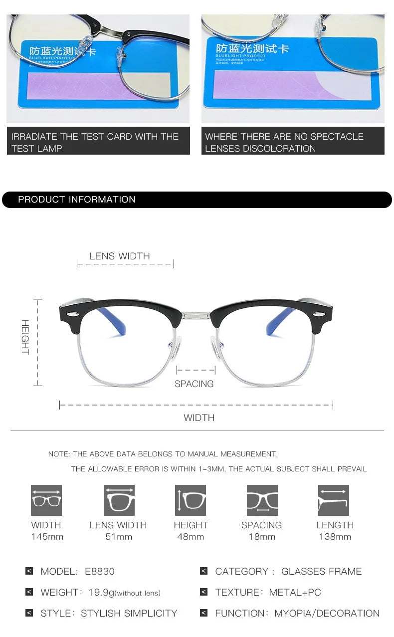 1pcs Men Retro Anti Blue Light Computer Glasses Reading And Gaming Glasses