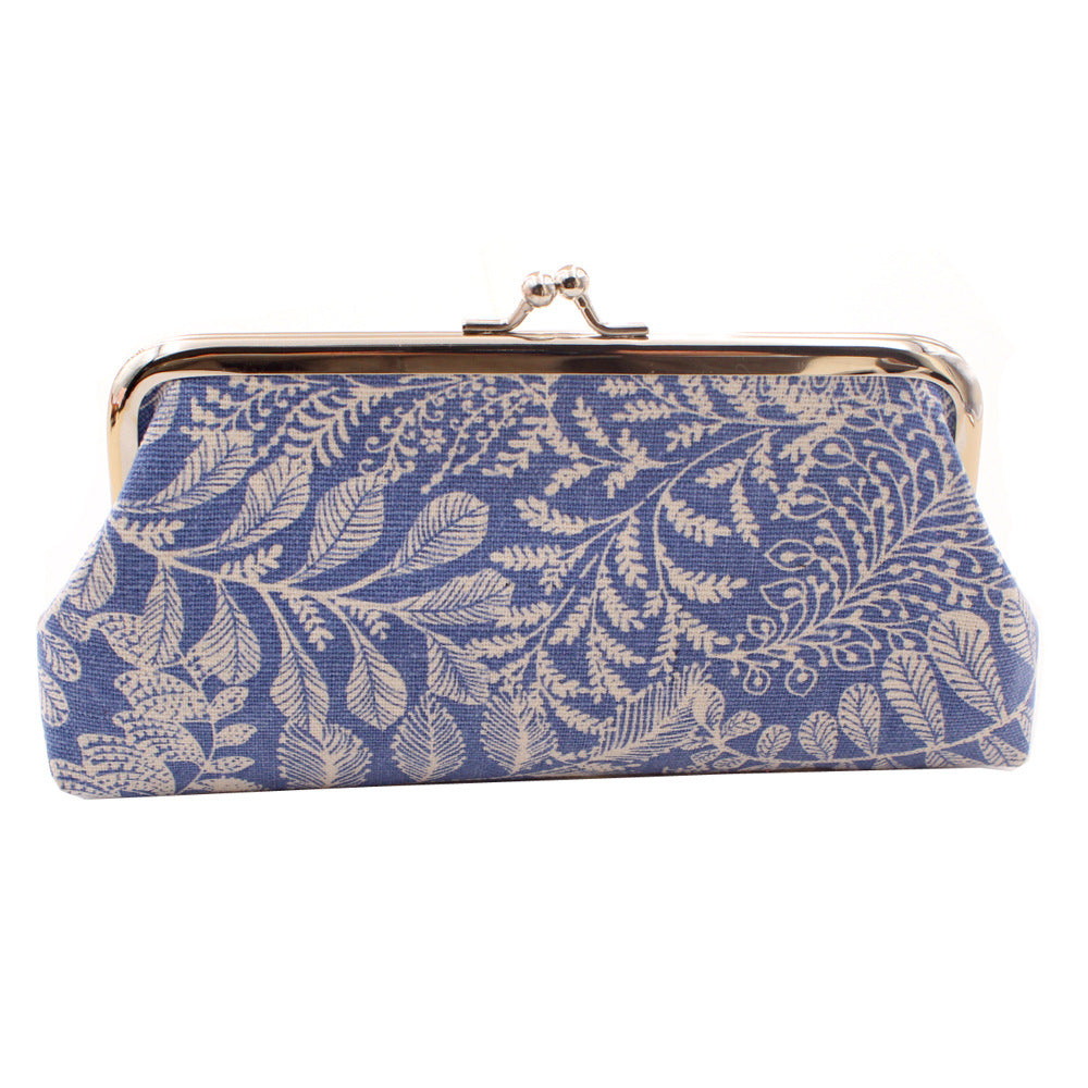 Long Coin Purse Wallet Women Vintage Leaf Print Wallet Card Holders Hasp Creative Clutch Bag Female Lipstick Storage Bag