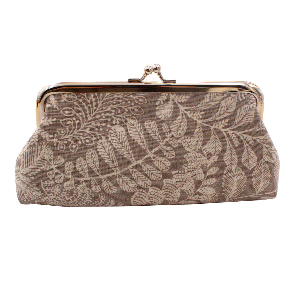 Long Coin Purse Wallet Women Vintage Leaf Print Wallet Card Holders Hasp Creative Clutch Bag Female Lipstick Storage Bag