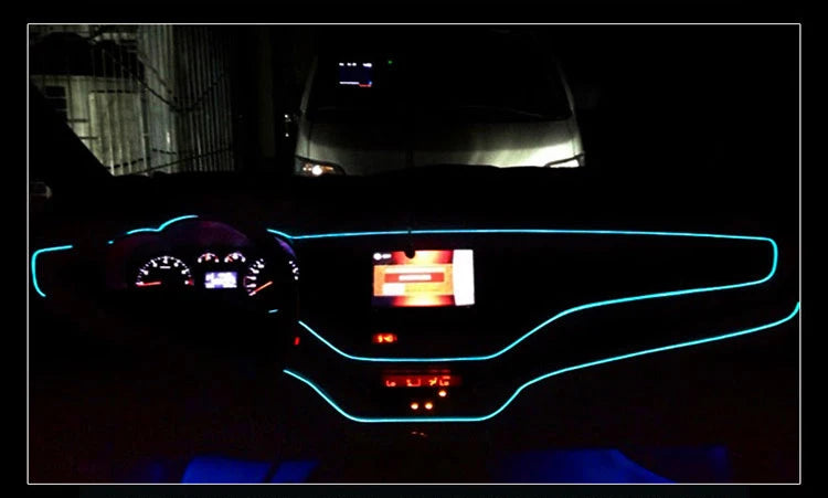 LED Car Ambient Lamp Car Interior Decoration Light Cold Light Strips  Waterproof Dashboard Console Lamp1/2/3/4/5M 12V Universal