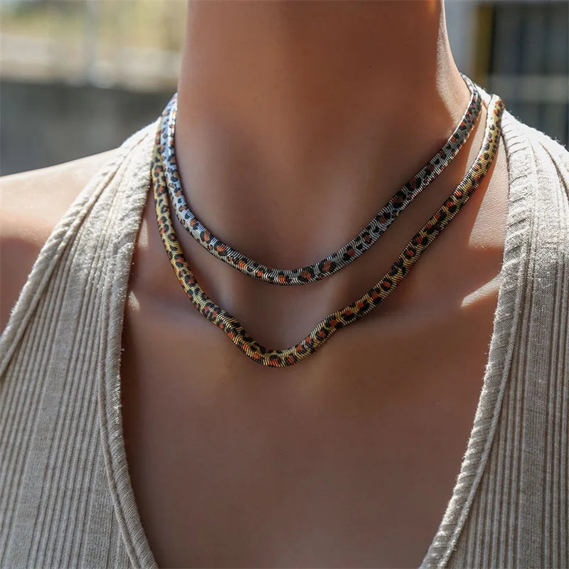 EILIECK 316L Stainless Steel Fashion Snake Pattern Chain Necklace For Women Daily Wear Trendy Neck Chain Waterproof Jewelry Gift
