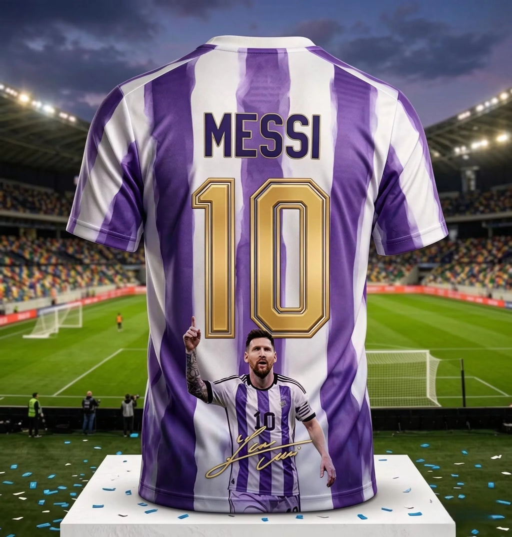 Messi #10 Argentina Football Jersey Blue White Striped 3D Print Shirt Men Women Soccer World Cup Fan Short Sleeve Tops