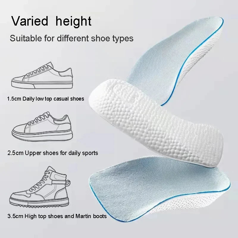 1/2pair 1.5/2.5/3.5 Cm Arch Support Height Increase Insole Elastic Lift Men'S And Women'S Insoles