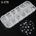 12 Grids Silvery Flat Bottom Rhinestone Nail Charms Shiny Crystal Diamond Sequins for Nails Suitable for Wedding Party Decor