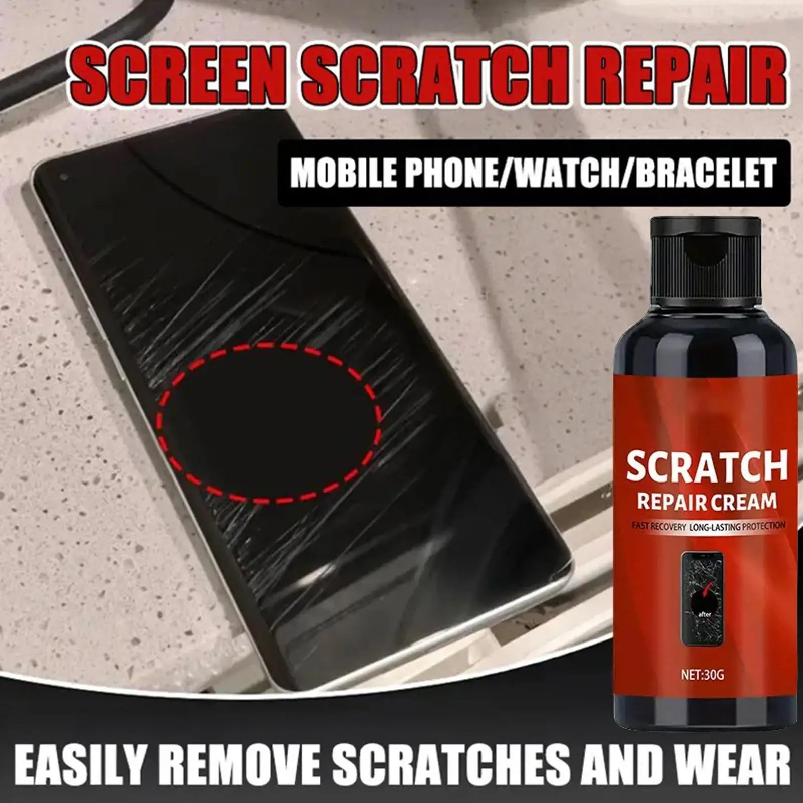 Glass Scratch Remover & Polishing Cream Quick Repair Kit for Phone Screen Watch Laptop Touchscreen, Sunglasses Electronics