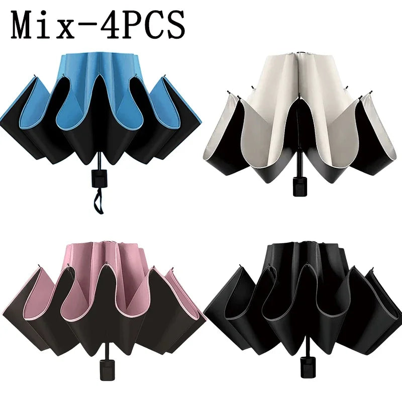 Umbrella 5-Fold Portable with Carabiner Lightweight Folding Sun-Rain Umbrella Small Size UPF 50UV Protection