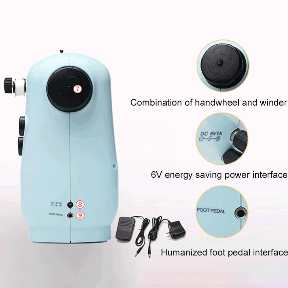 Mini Sewing Machines Portable Electric Household Stitching Sew Fabric Pedal Mini Foot Hand Table Model Sewing Electric Machine