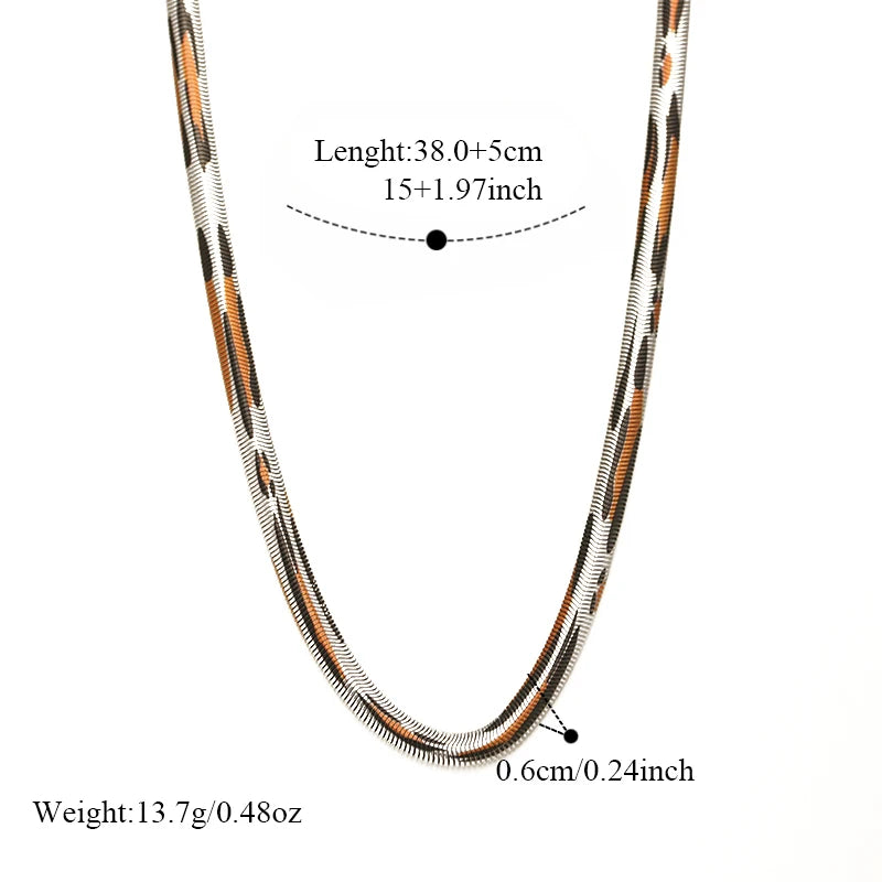 EILIECK 316L Stainless Steel Fashion Snake Pattern Chain Necklace For Women Daily Wear Trendy Neck Chain Waterproof Jewelry Gift