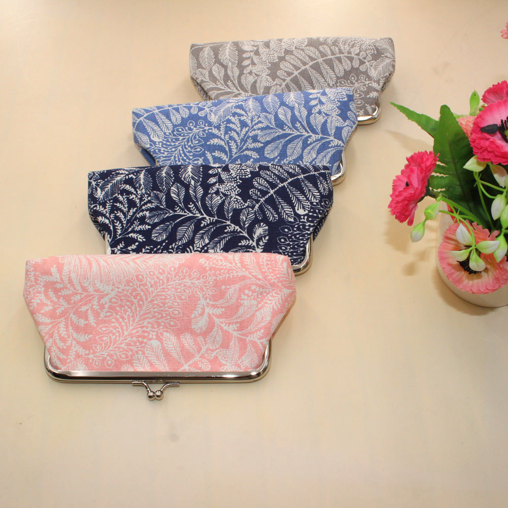 Long Coin Purse Wallet Women Vintage Leaf Print Wallet Card Holders Hasp Creative Clutch Bag Female Lipstick Storage Bag