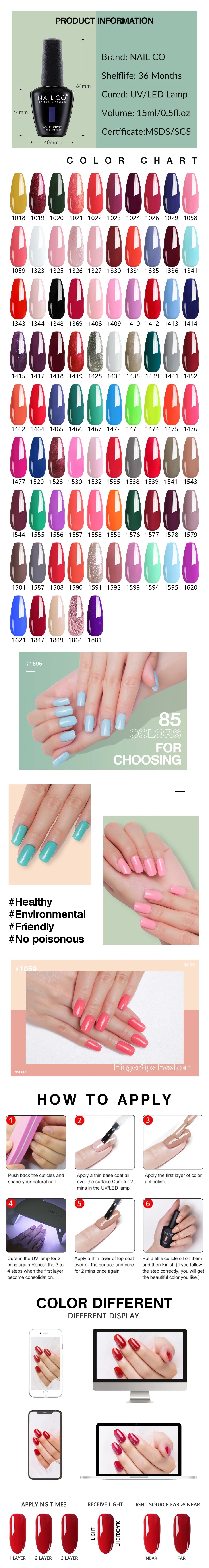 NAILCO 15ml Hema TPO Free Gel Nails Poilsh Vernis Semi Permanent UV Varnish Gel Nail Art Manicure Design TOP BASE Varnish Hybrid