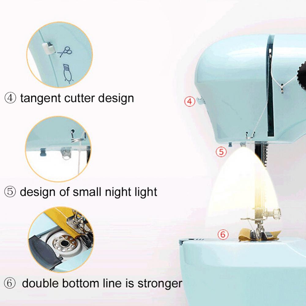 Mini Sewing Machines Portable Electric Household Stitching Sew Fabric Pedal Mini Foot Hand Table Model Sewing Electric Machine
