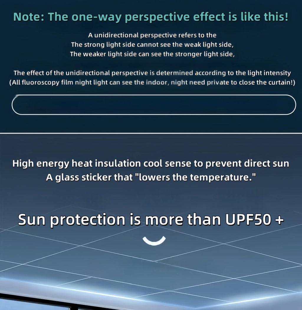 Silver Sun Protection and Heat Insulation Film Glass Sticker, Anti-Peeping, Anti-Light Leakage, Blackout Balcony Sunshade, One-Way Perspective Privacy Window Film