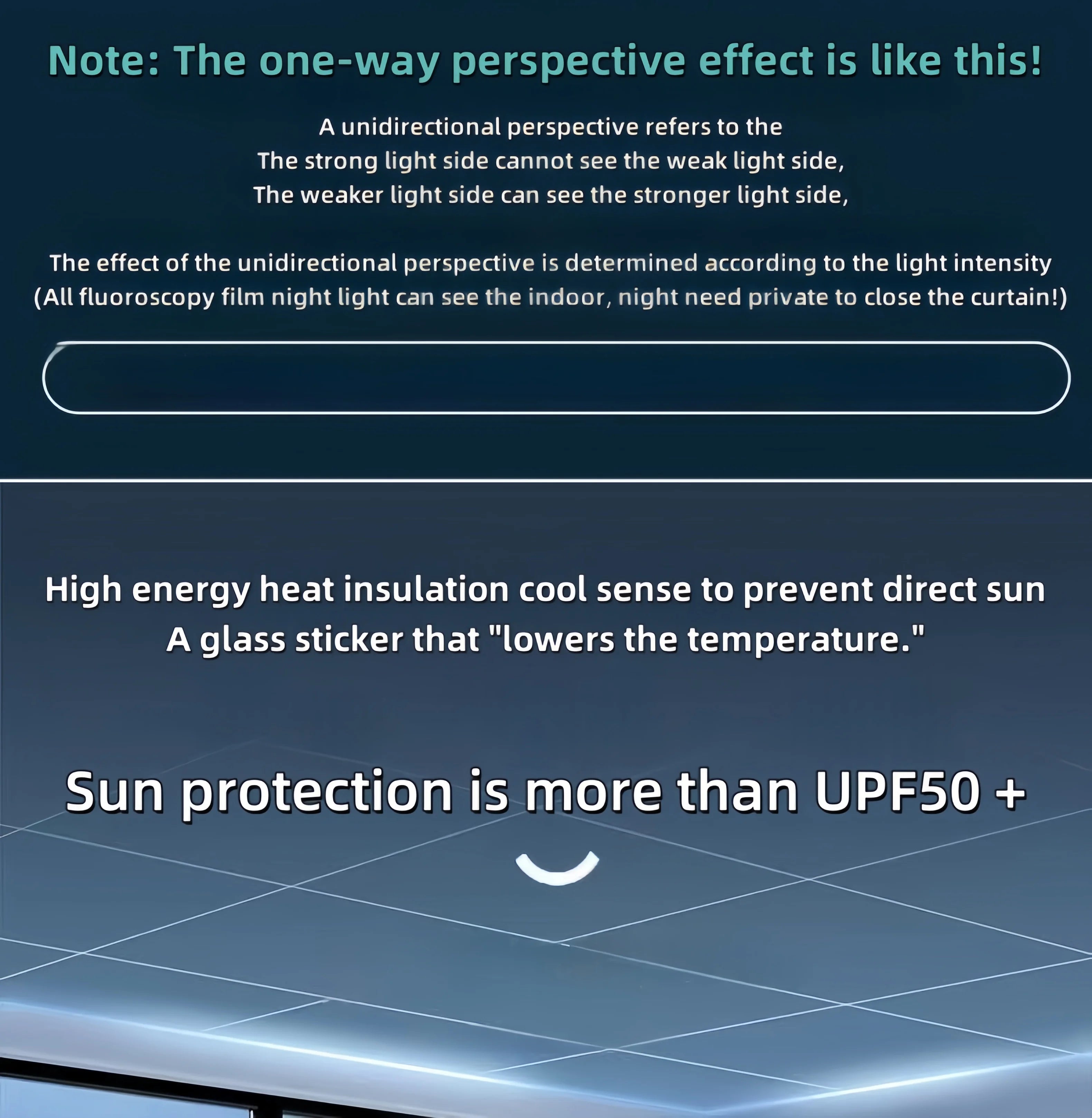 Silver Sun Protection and Heat Insulation Film Glass Sticker, Anti-Peeping, Anti-Light Leakage, Blackout Balcony Sunshade, One-Way Perspective Privacy Window Film