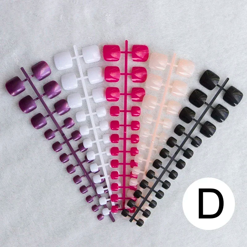 Mixed 5 Colors full cover false nails short foot fake nails Candy Color 24pcs/set press on nails foot toe french nail art tips