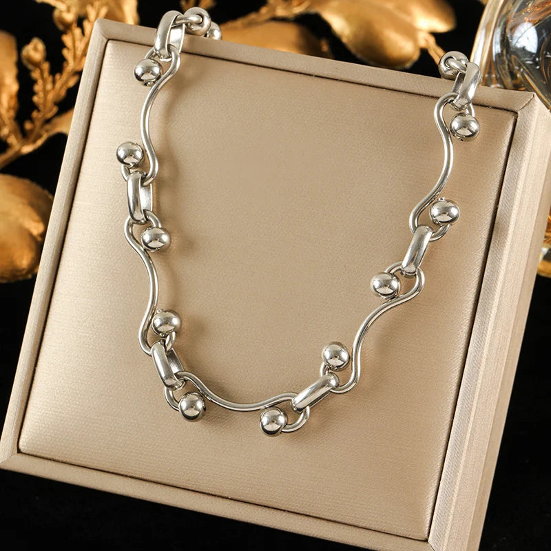 EILIECK 316L Stainless Steel Fashion Snake Pattern Chain Necklace For Women Daily Wear Trendy Neck Chain Waterproof Jewelry Gift