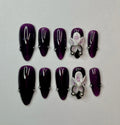 Y2K Spice Girls Handmade Note Polka Press On Nails Almonds Customized French Bow All Saints' Day False Nails Gift