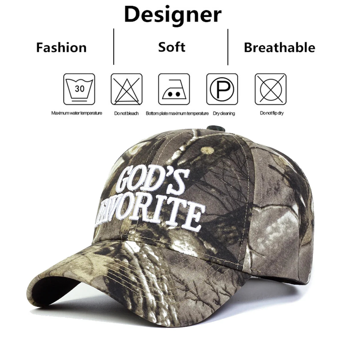 Unisex GOD'S FAVORITE Letter Embroidery Baseball Caps Spring Autumn Outdoor Adjustable Casual Hats Dad Hat Sunscreen Hat