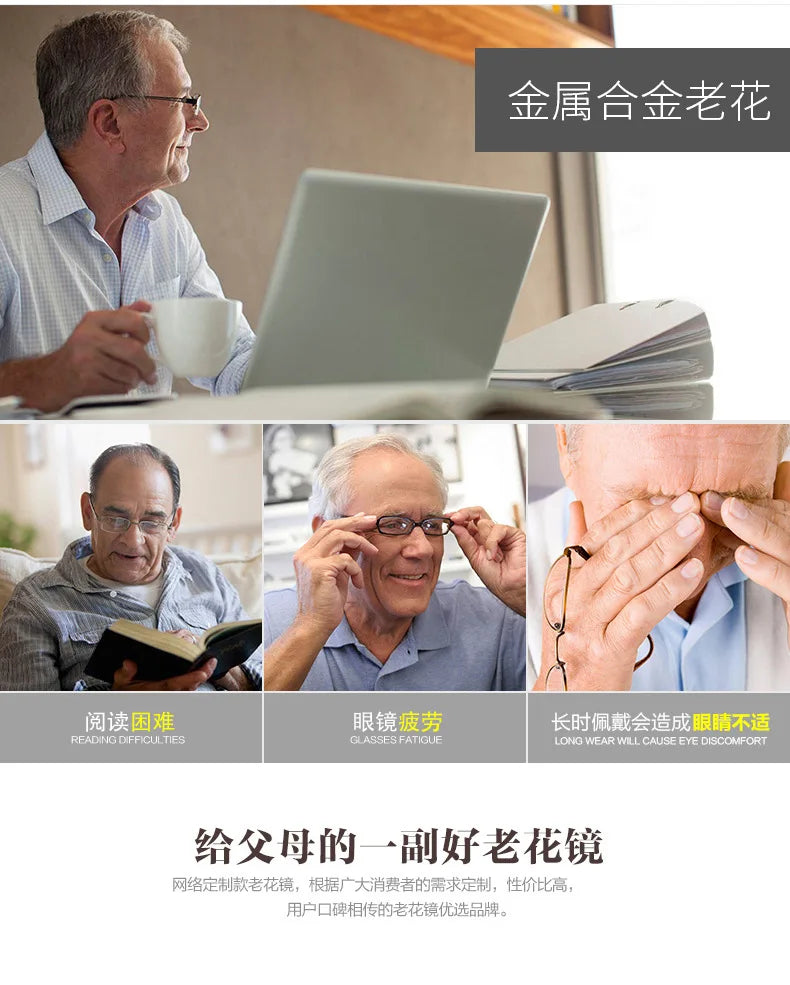 2024 New High-Definition Glass Lens Reading Glass For Men And Women Protection Presbyopic Glasses Comfortable