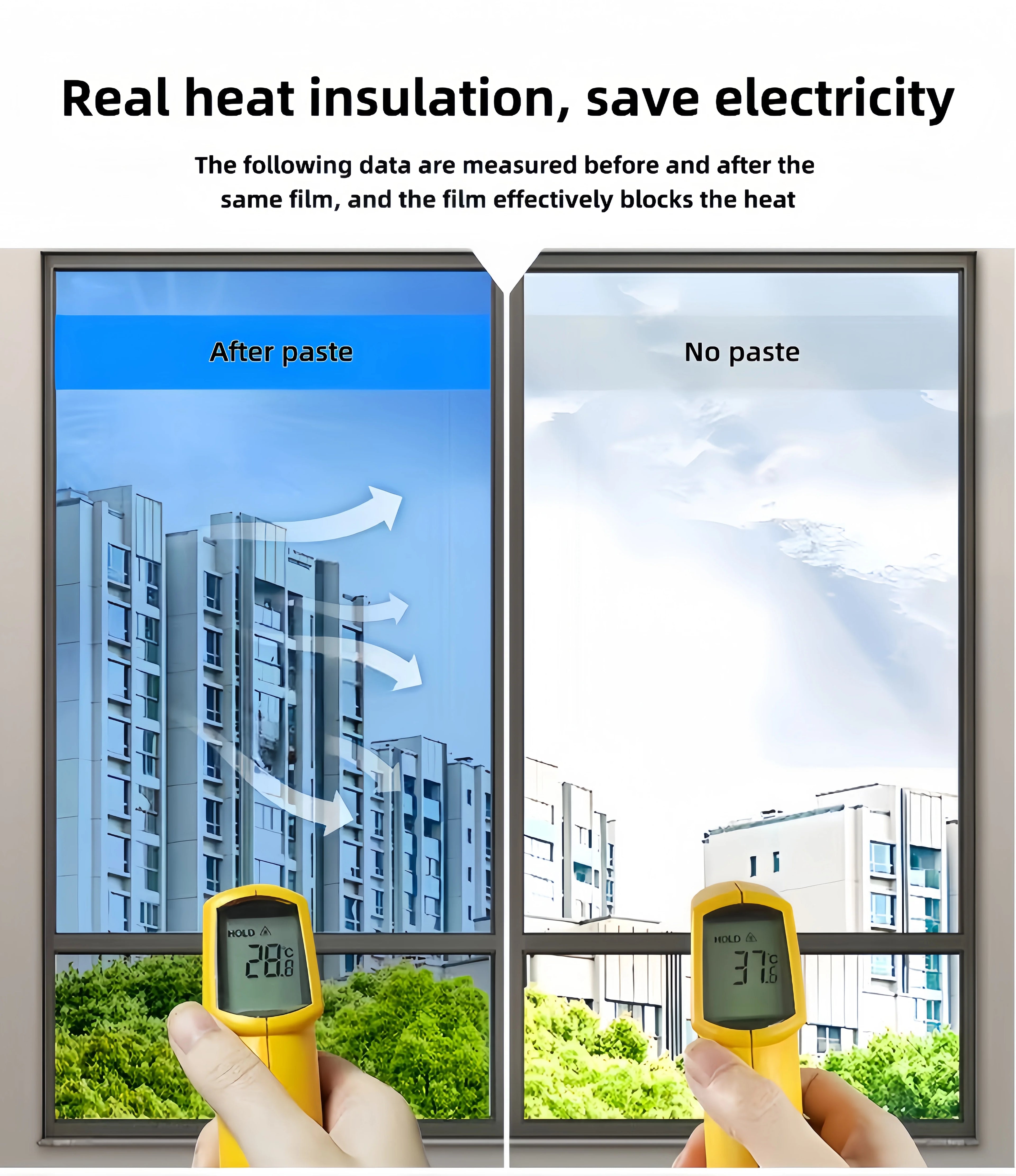 Silver Sun Protection and Heat Insulation Film Glass Sticker, Anti-Peeping, Anti-Light Leakage, Blackout Balcony Sunshade, One-Way Perspective Privacy Window Film