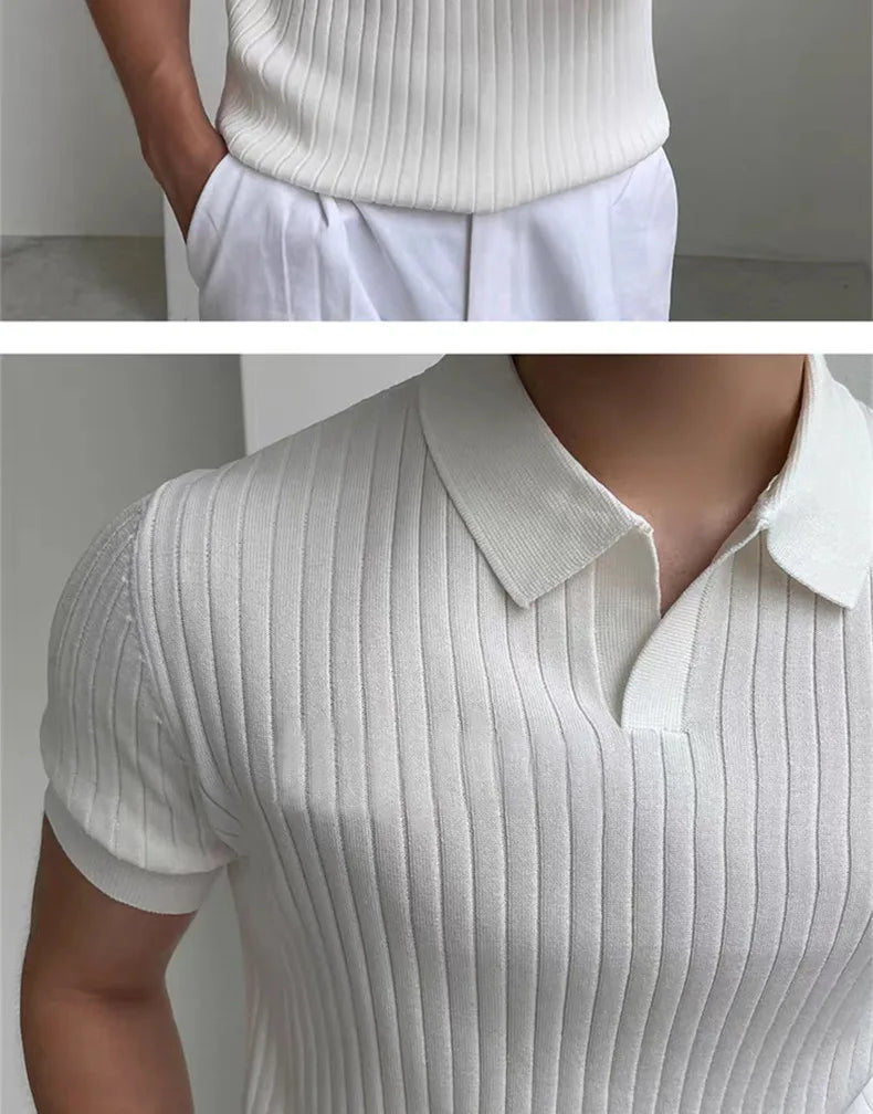 Summer Sports And Leisure Slim Fit T-Shirt Fashionable Men's Golf Polo Shirt Open Neck Breathable Quick Drying Short Sleeved Top
