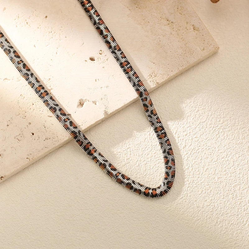 EILIECK 316L Stainless Steel Fashion Snake Pattern Chain Necklace For Women Daily Wear Trendy Neck Chain Waterproof Jewelry Gift