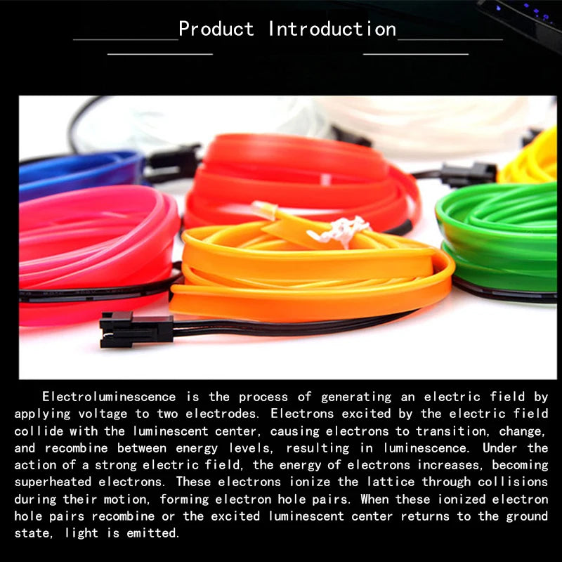 LED Car Ambient Lamp Car Interior Decoration Light Cold Light Strips  Waterproof Dashboard Console Lamp1/2/3/4/5M 12V Universal