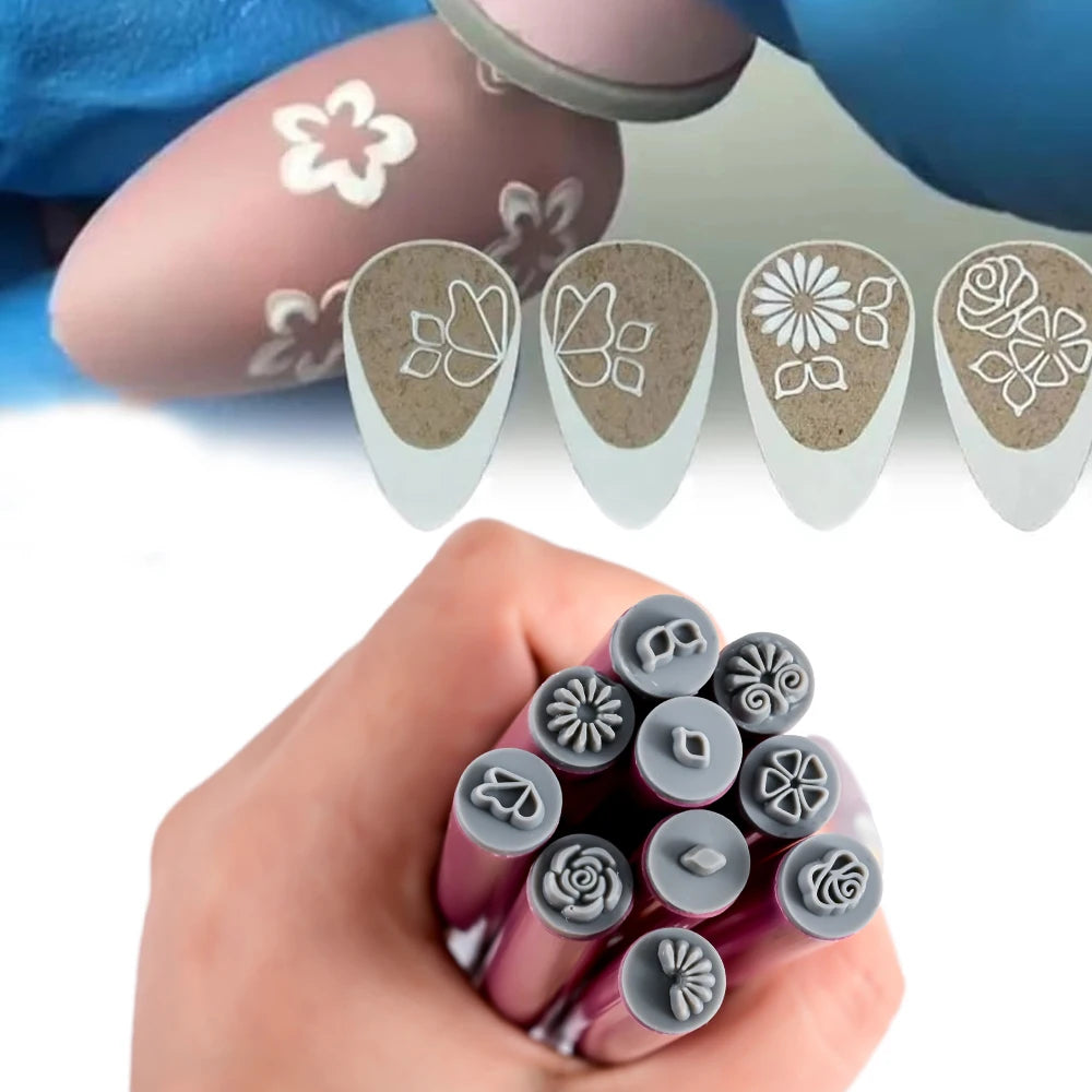 4/6/10/20Pcs Nail Art Stamp Pen Set Flower Butterfly Graffiti Nails Stamping Manicure Painting Drawing Templates Dotting Tools *