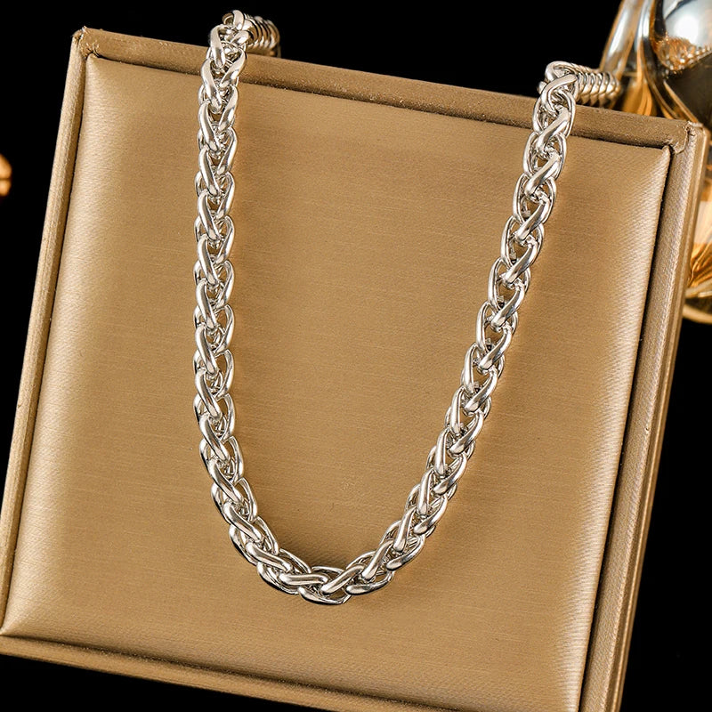 EILIECK 316L Stainless Steel Fashion Snake Pattern Chain Necklace For Women Daily Wear Trendy Neck Chain Waterproof Jewelry Gift