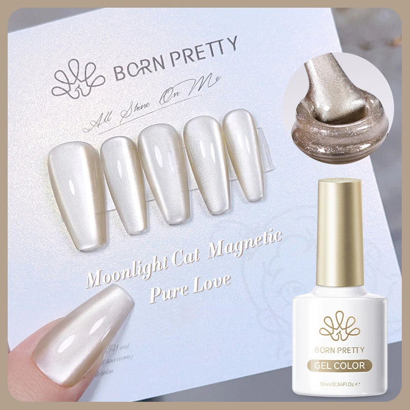 BORN PRETTY 10ml Silver Water Light Cat Magnetic Gel Nail Polish Nail Supplies Vernis Semi Permanent Gel for Fall Winter Nails