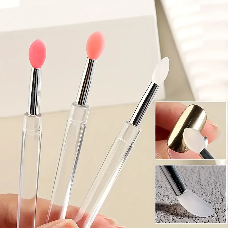 5 reusable silicone nail brushes with mirror effect - double head makeup&nail polish applicator