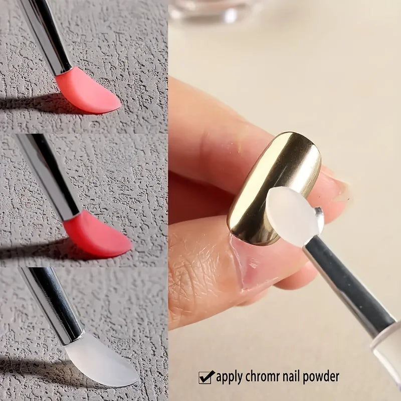 5 reusable silicone nail brushes with mirror effect - double head makeup&nail polish applicator