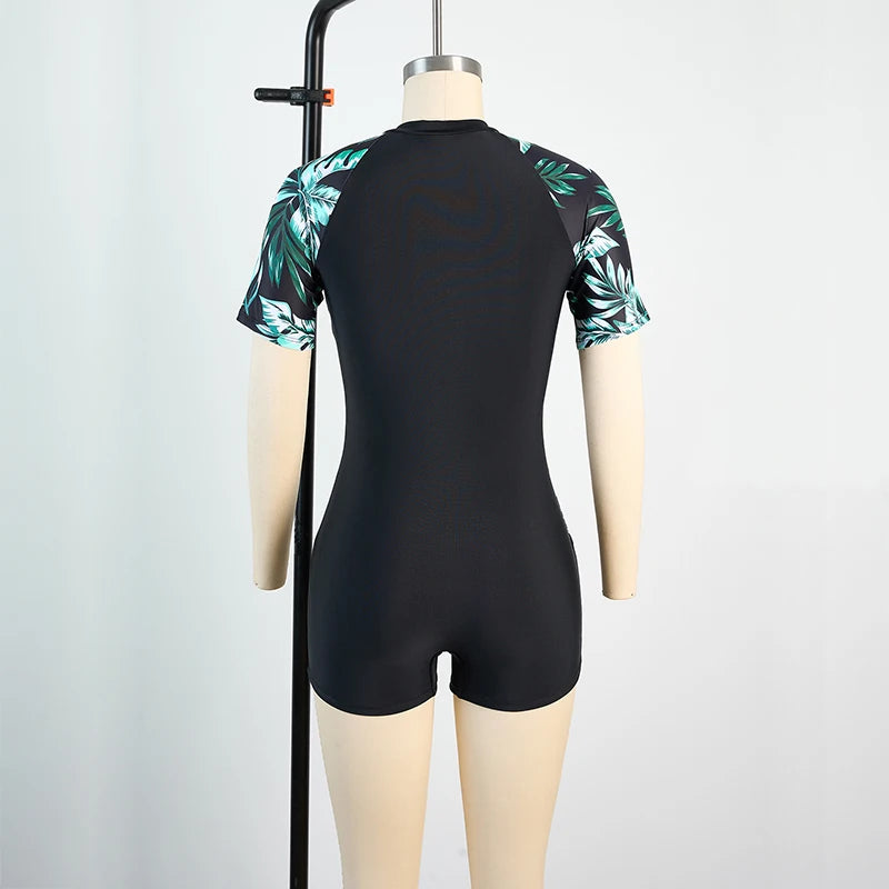 2024 Women Swimsuits One Piece Sports Beach Bathing Suits with Zipper Woman Monokini Lady Bodysuits Sunscreen Surfing Swimwear