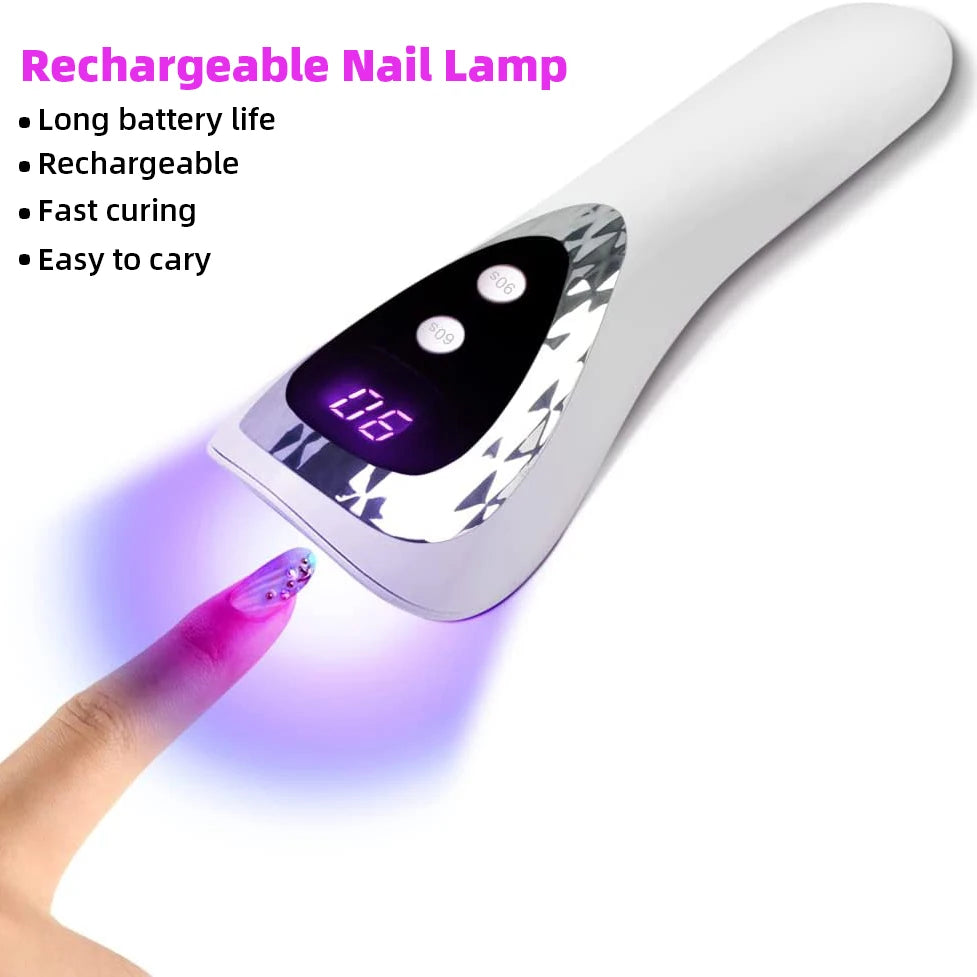 18W LED Handheld Nail Lamp UV LED Lamp For Nails Rechargeable Nail Dryer Non-Black Hand For Gel Nails Portability Nail Art Tool