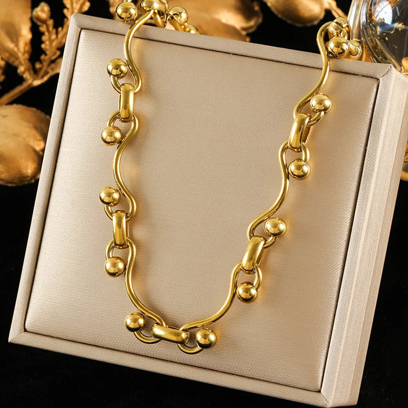 EILIECK 316L Stainless Steel Fashion Snake Pattern Chain Necklace For Women Daily Wear Trendy Neck Chain Waterproof Jewelry Gift